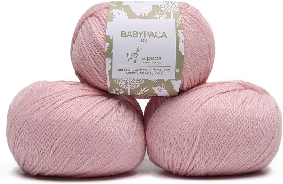 100% Baby Alpaca Yarn Wool Set of 3 Skeins DK Weight – Made in Peru – Heavenly Soft and Perfect for Knitting and Crocheting (Baby Pink, DK) 100% Baby Alpaca Yarn Wool Set of 3 Skeins DK Weight – Made in Peru – Heavenly Soft and Perfect for Knitting and Crocheting (Baby Pink, DK)