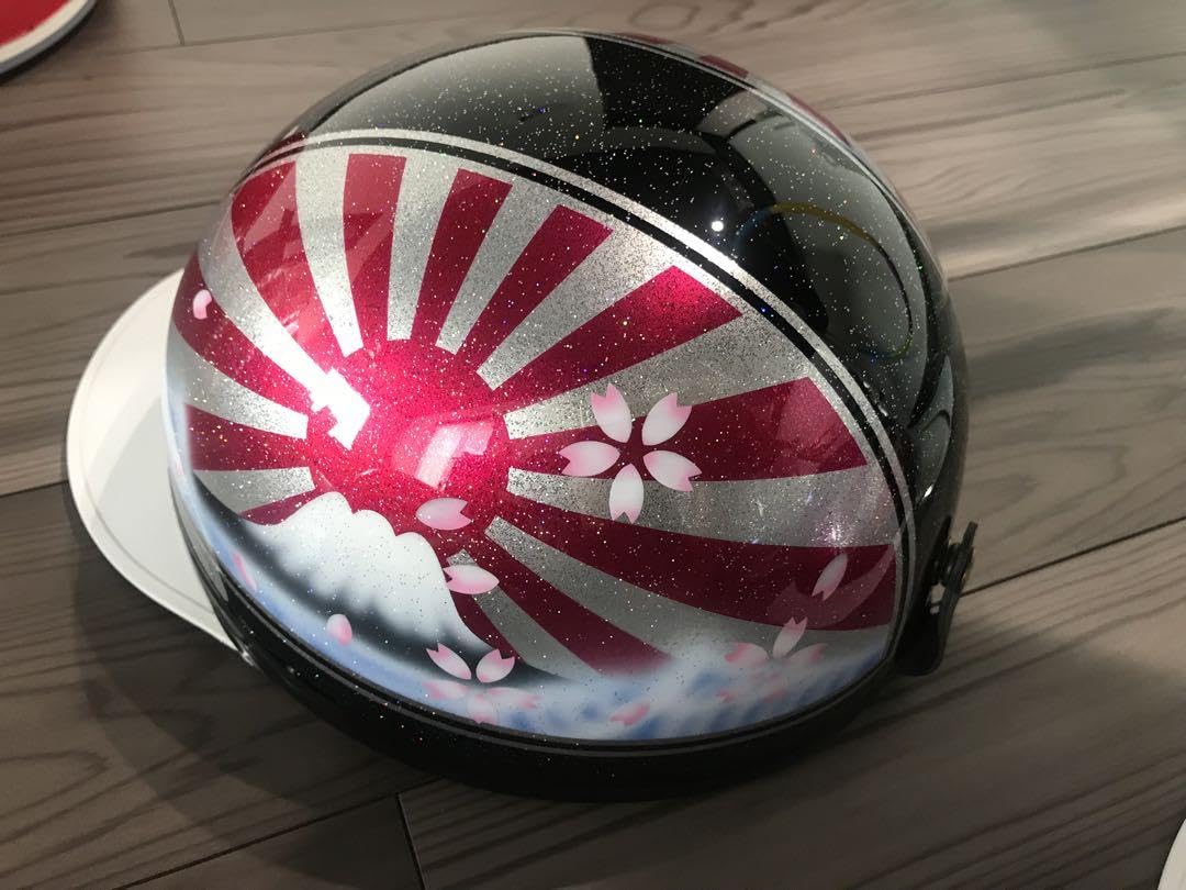 Amazon.co.jp: 七色ラメ 富士日章 コルク半 ヘルメット 旧車會 暴走族  