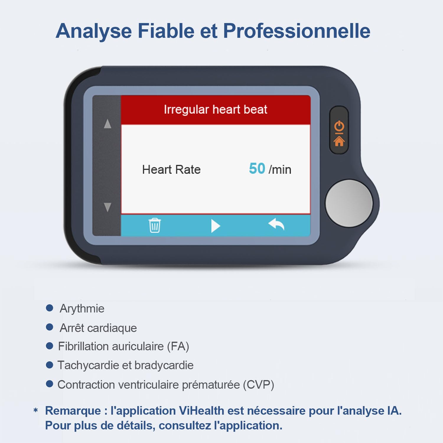 CheckMe Plus Appareil ECG Portable pour Usage Domestique, Fonction d'Analyse ECG, 30s 60s 5min Moniteur ECG Bluetooth avec Affichage en Temps Réel, Mémoire Illimitée (Smartphone et PC)