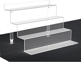 WINKINE Acrylic Riser Display 4-Tier Stand Shelf for Amiibo Funko POP Figures Clear Tabletop Spice Rack Dessert Stand Desktop Acrylic Display Riser for Decoration & Organizer (1 piece small)