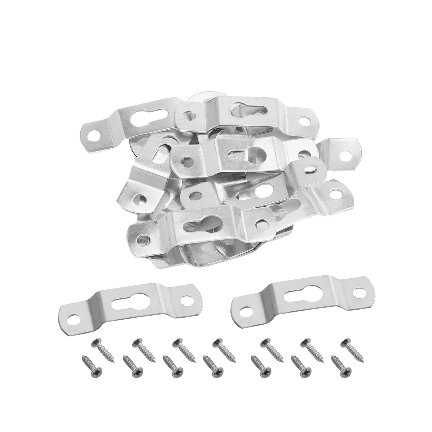 MroMax 49mm Length Wall Hanging Picture Photo Frame Hidden Hook Picture Hangers with Screws Silver Tone 30pcs