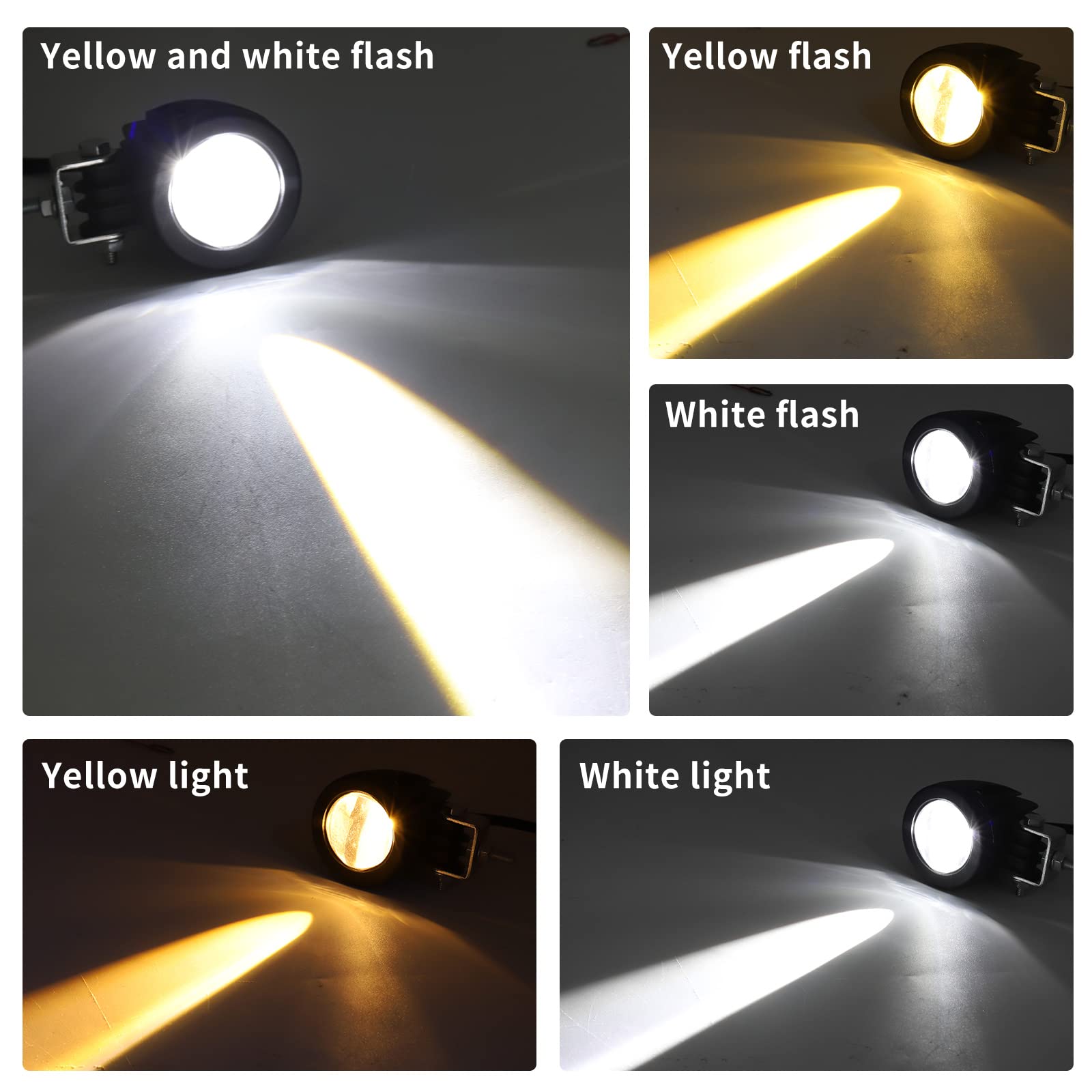 Fari Fendinebbia LED Luci di Guida, 2PCS Luce Bianca Ambra Proiettore di Luce Ausiliaria Lampada Universale per Moto Auto Fuoristrada Camion ATV UTV
