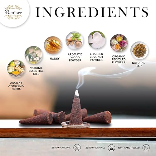 Miniatura 4 de Raajsee Conos de incienso naturales, paquete de 6 aromas mixtos, paquete de regalo de 15 piezas cada uno (90 en total), paquete variado de conos