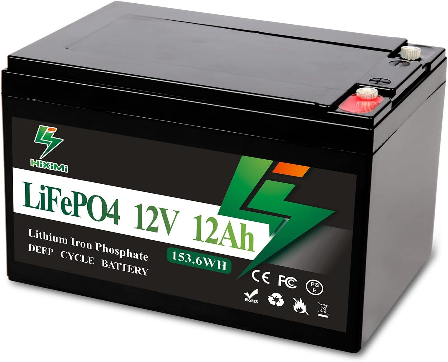 Lithium battery 12V 12Ah LiFePO4 rechargeable lithium iron phosphate rechargeable battery, with 10A BMS, suitable for ups small fish finder alarm system security camera.