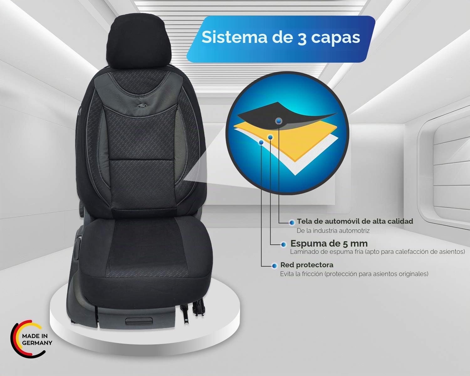 BREMER SITZBEZÜGE Fundas Protectoras para Coche compatibles con Mercedes Vito Viano W639, Juego de Conductor y copiloto a Partir de 2003 – 2014 / Juego de Fundas de Asiento de Coche, 2 Unidades en