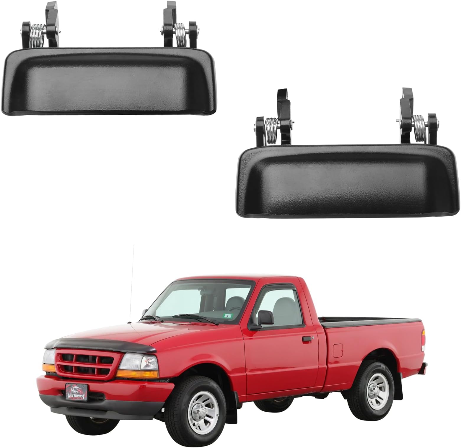 All Metal Exterior Door Handle Set, Compatible with 1998-2011 Ford Ranger, 01-10 Mazda B2300 B3000 B4000, Front Outside Left Driver & Right Passenger Side | Replaces# 2L5Z1022404BAA Outer Handle