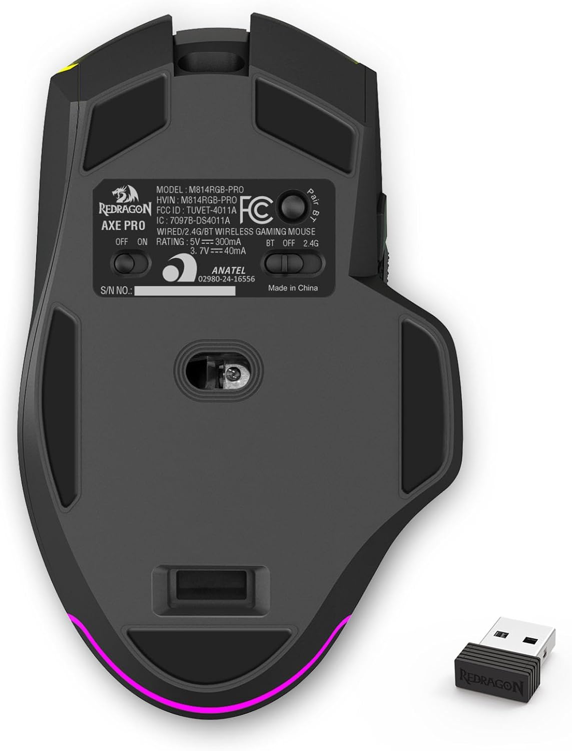 Redragon Axe M814 Programmable Wireless Gaming Mouse, with RGB ...