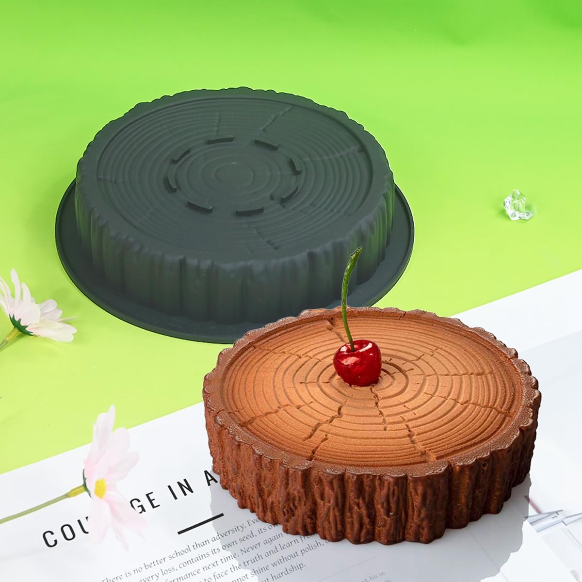 mostsom Moule à gâteau décoratif en silicone pour mousse, gelée, chocolat, crème glacée (souche d'arbre)