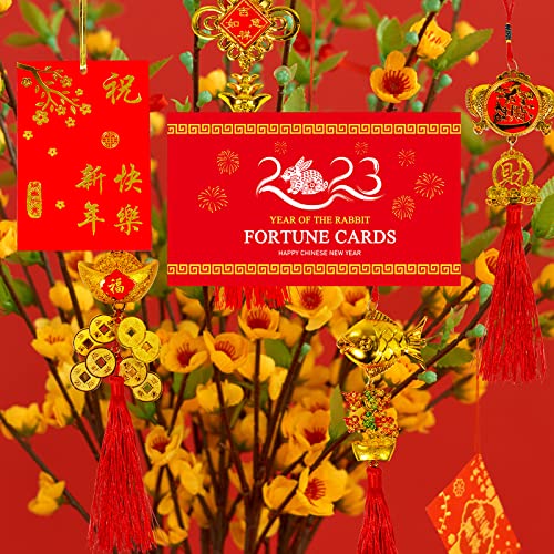 80 Pcs Chinese Red Ornaments Decorations Chinese Characters Red Lanterns Paper Fans Hanging Good Luck Ornaments Fortune Cards For Chinese Asian Lunar New Year 2023 The Year Of The Rabbit Party Decor #TOP1