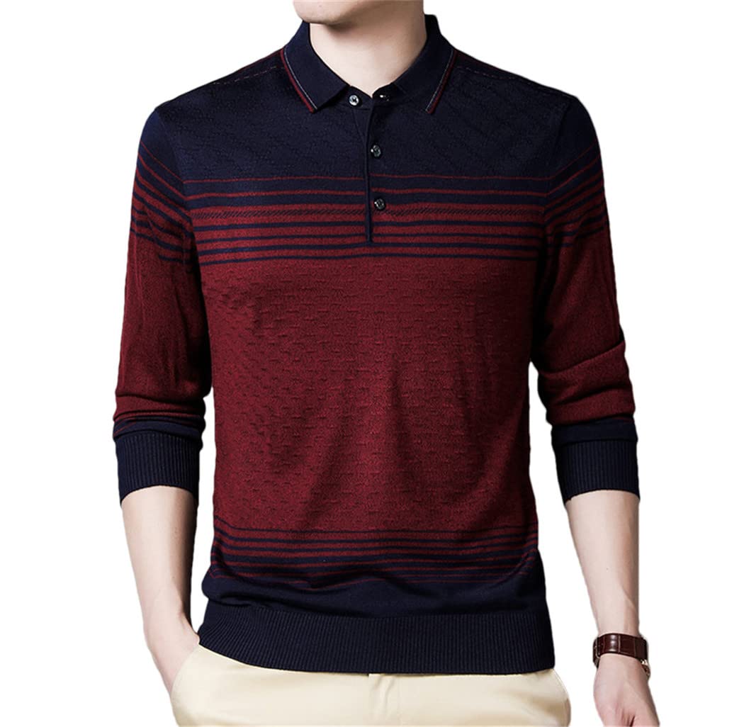 Pull décontracté homme en tricot rouge à col rabattable taille XL