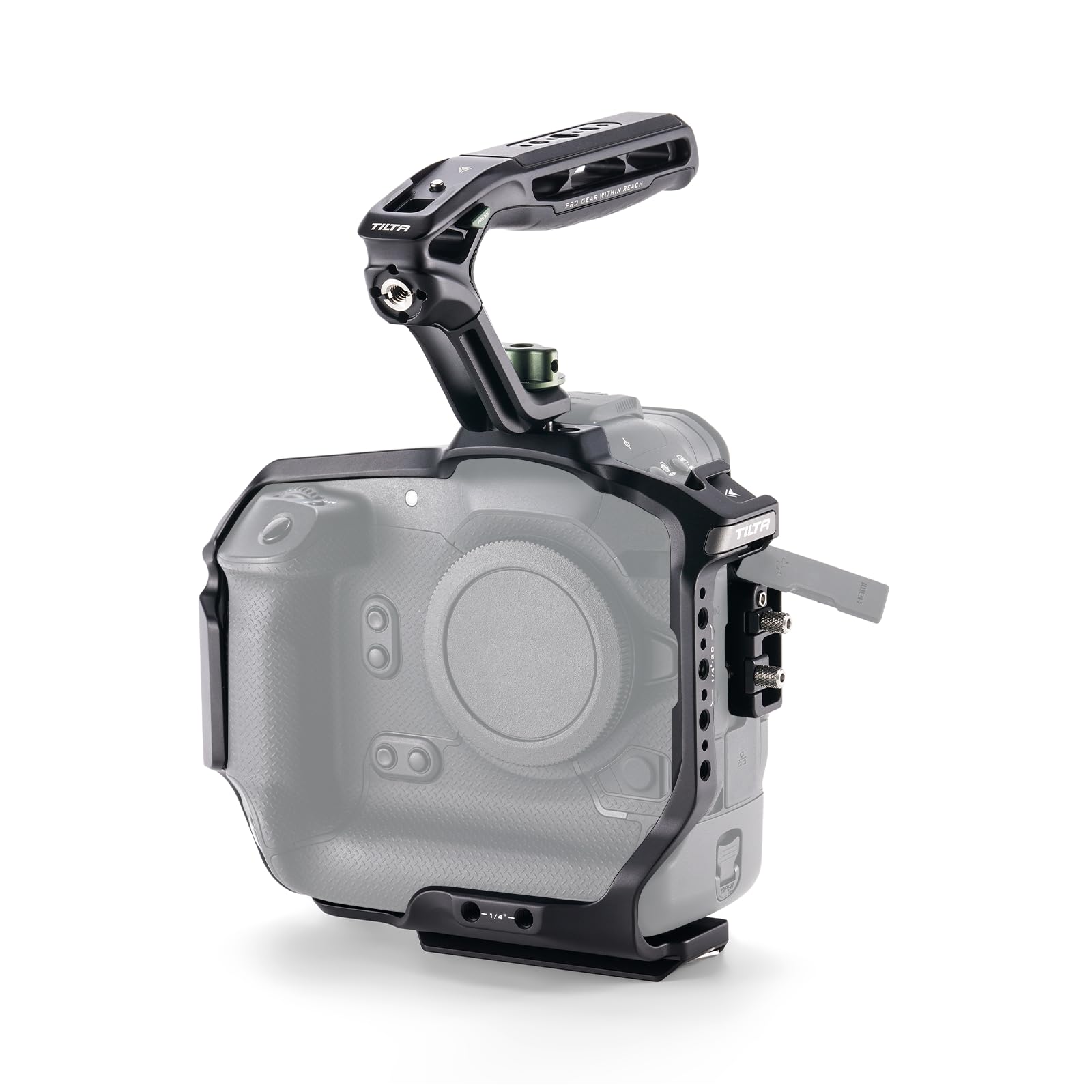 Tilta Jaula R1, Kit Básico de Jaula para Cámara Compatible con R1 con Asa Superior, Abrazadera para Cable USB-C, Roscas de 1/4″-20, Receptor de Zapata Fría - Negro TA-T78-A-B