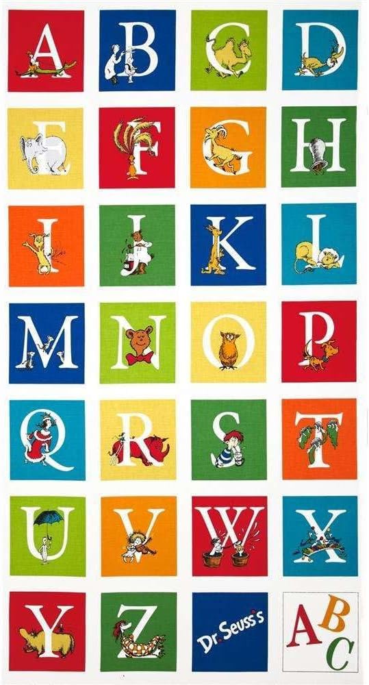 1 Panel Dr. Seuss ABC Alphabet Adventure by Robert Kaufman 100% Cotton Quilt Fabric ADE-14694-267
