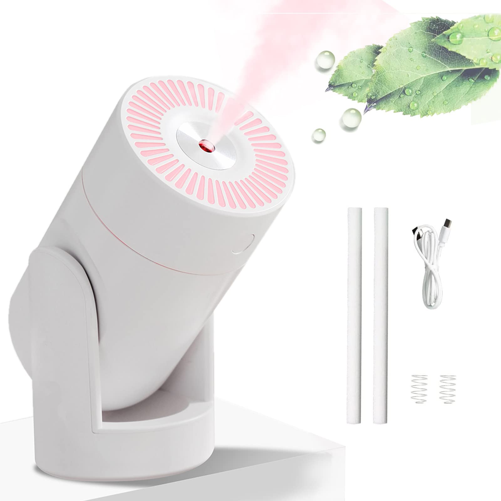 KKNE 180° Orientable Humidificador, 2 Modos de Pulverización, Tiempo 8 H, 7 Luces de Colores, Puede Agregar Perfume, Menos de 28 DB Ultra Silencioso, Adecuado Para La Oficina Casa Coche