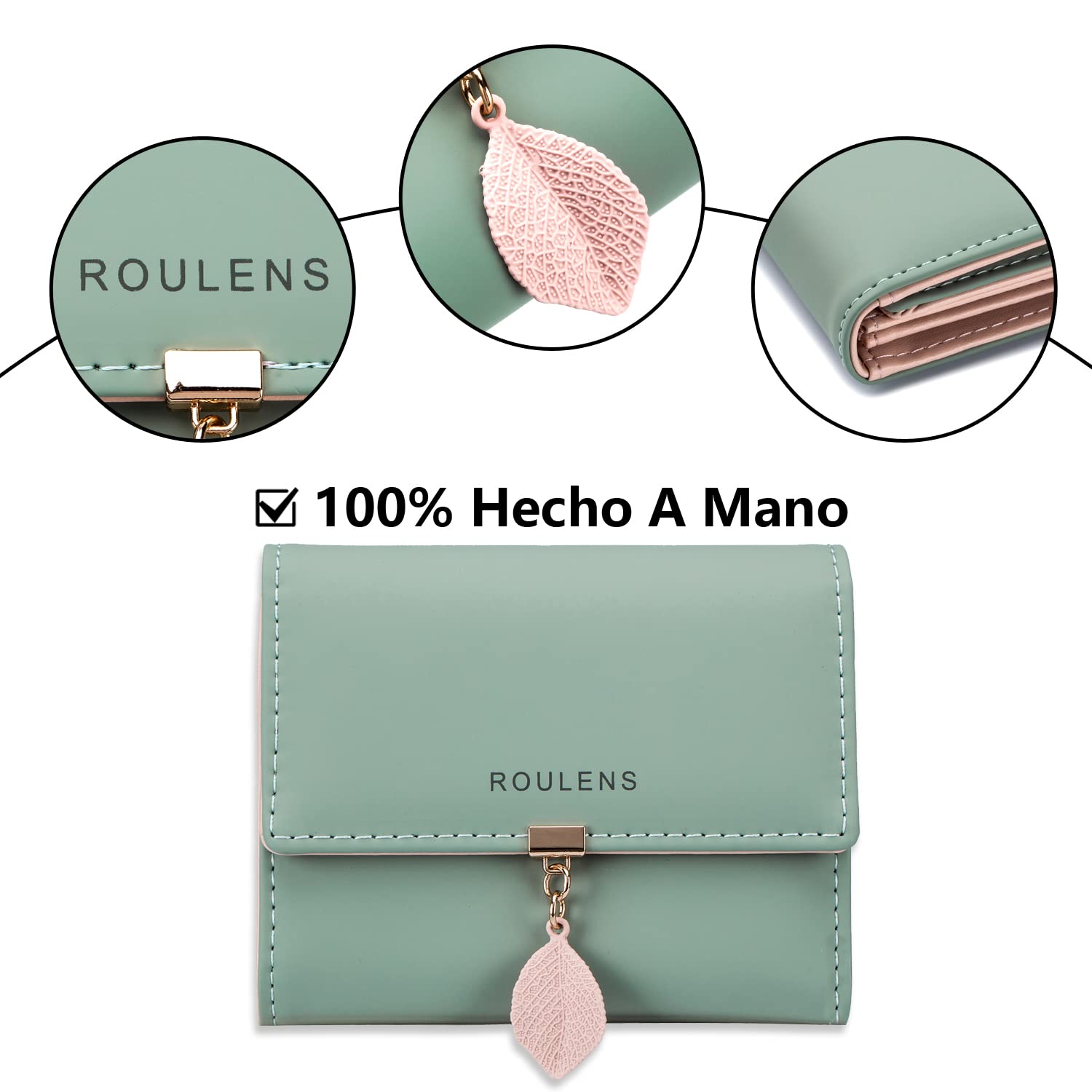 Cartera de Cuero PU para Mujer Monedero Largo con Cremallera