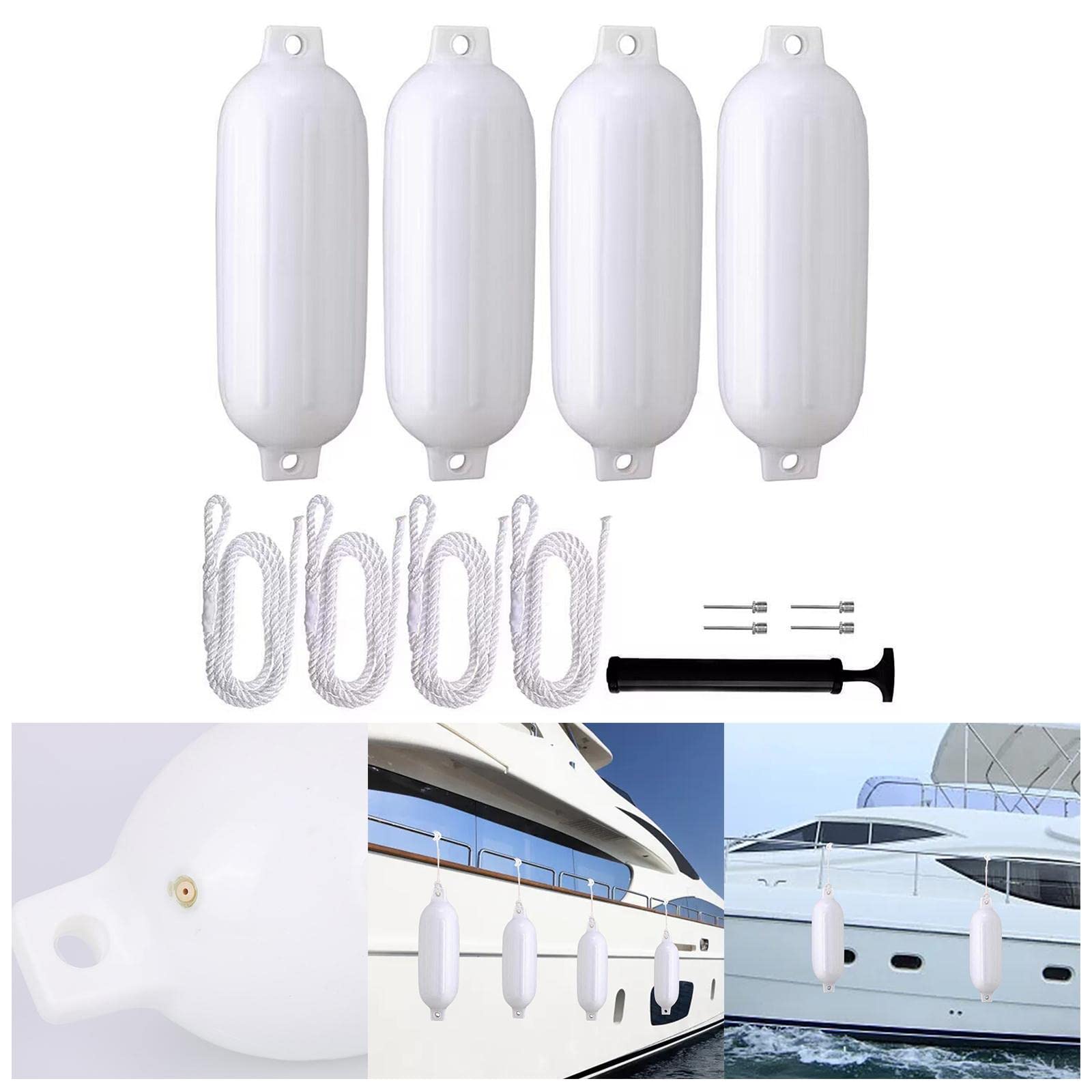 rockible Juego de 4 Protectores de Barco, defensas para embarcaciones, Accesorios náuticos, Parachoques inflables para protección Marina