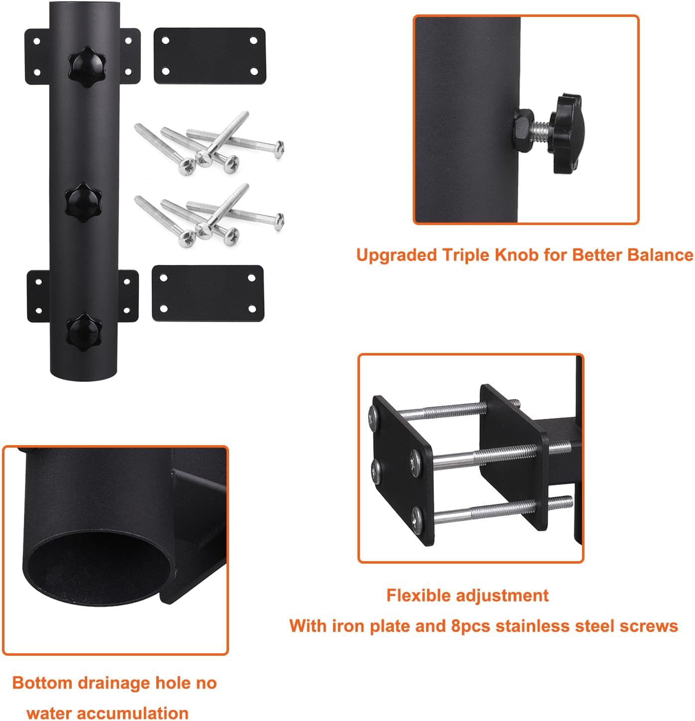 Heavy Duty Parasol Holder Patio Umbrella Stand Mount Umbrella Stand Bench Buddy Umbrella Holder Fixed Clip Umbrella Clamp for Deck,Railings,Beach Courtyard Balcony,Boats,Tailgates