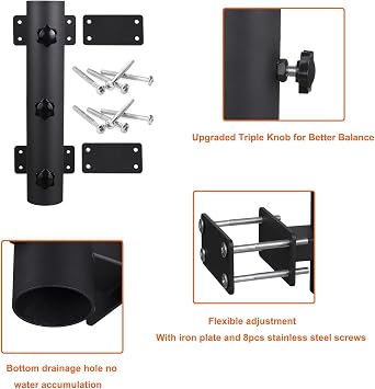 Heavy Duty Parasol Holder Patio Umbrella Stand Mount Umbrella Stand Bench Buddy Umbrella Holder Fixed Clip Umbrella Clamp for Deck,Railings,Beach Courtyard Balcony,Boats,Tailgates