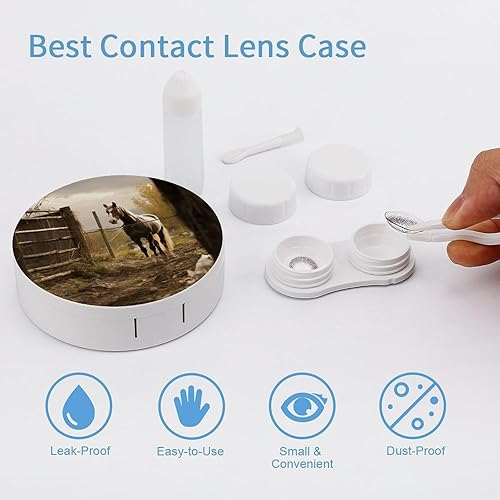 Miniatura 3 de Contact Lens Case Travel Fence And Horse Print Contact Cases Box With Mirror Solution Bottle Applicator Removal Tool Kit For Daily Outdoor
