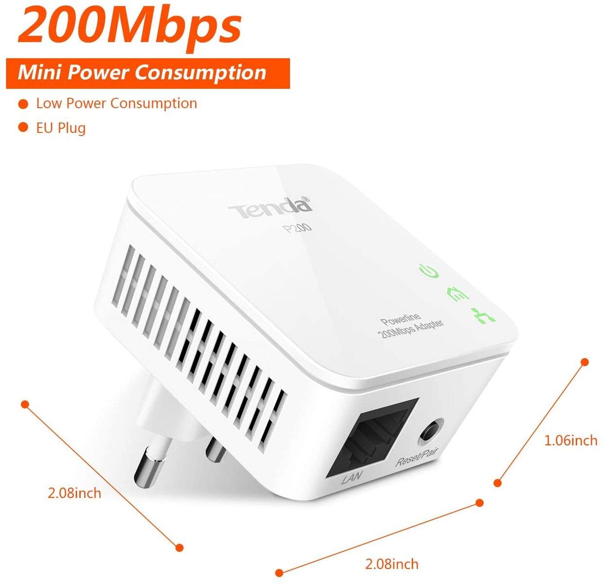 Tenda P200 Kit Network repeater White 10, 100Mbit/s - network extenders (Network repeater, 200 Mbit/s, 10,100 Mbit/s, 10/100Base-T(X), IEEE 802.3,IEEE 802.3u, 200 Mbit/s)