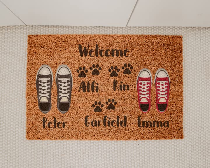 Paillasson Personnalisé Avec Votre Chien Ou Chat - 70x40 Cm - 100% Fibre De Coco - Base Antidérapante PVC