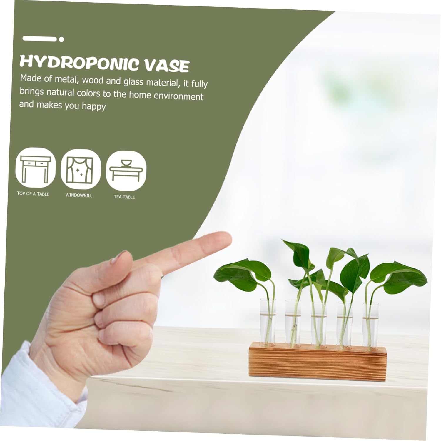 Happyyami 3 Sets Hydroponic Vase Tube Vase with Stand Test Tube Vase Cactus Terrarium Plant Propagation Tubes Plant Propagation Planter Test Tube Flower Holder Wooden Light Bulb Glass