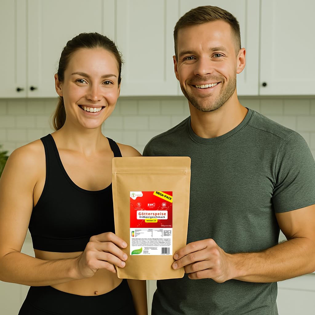 Sansei Erdbeer-Götterspeise ohne Süßungsmittel 350g | Ohne Zucker, 350 g Inhalt und 50 Portionen pro Packung