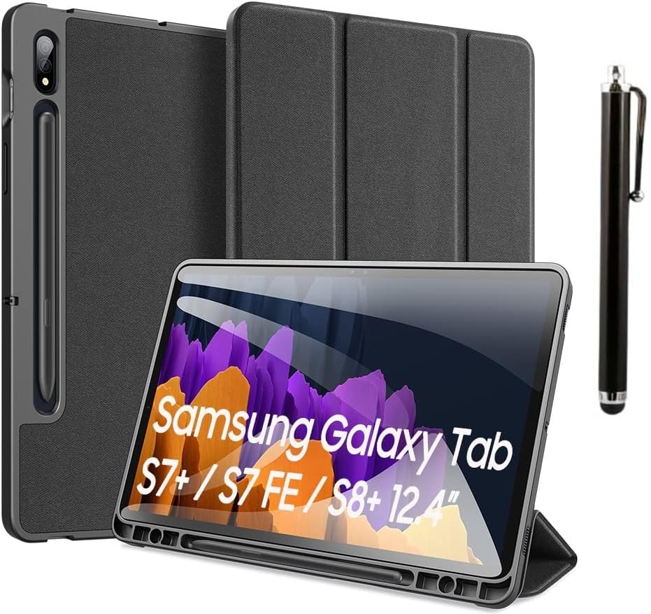 M.G.R.J® Luxury Honey Comb Series Trifold Flip Case Cover for Samsung Galaxy Tab S8 Plus / S7 Plus/Tab S7 FE 5G (12.4" inch) (Auto Sleep/Wake|Pencil Holder|Stylus Pen) (Black) (B0CMQDGM5W) Amazon Price History, Amazon Price Tracker