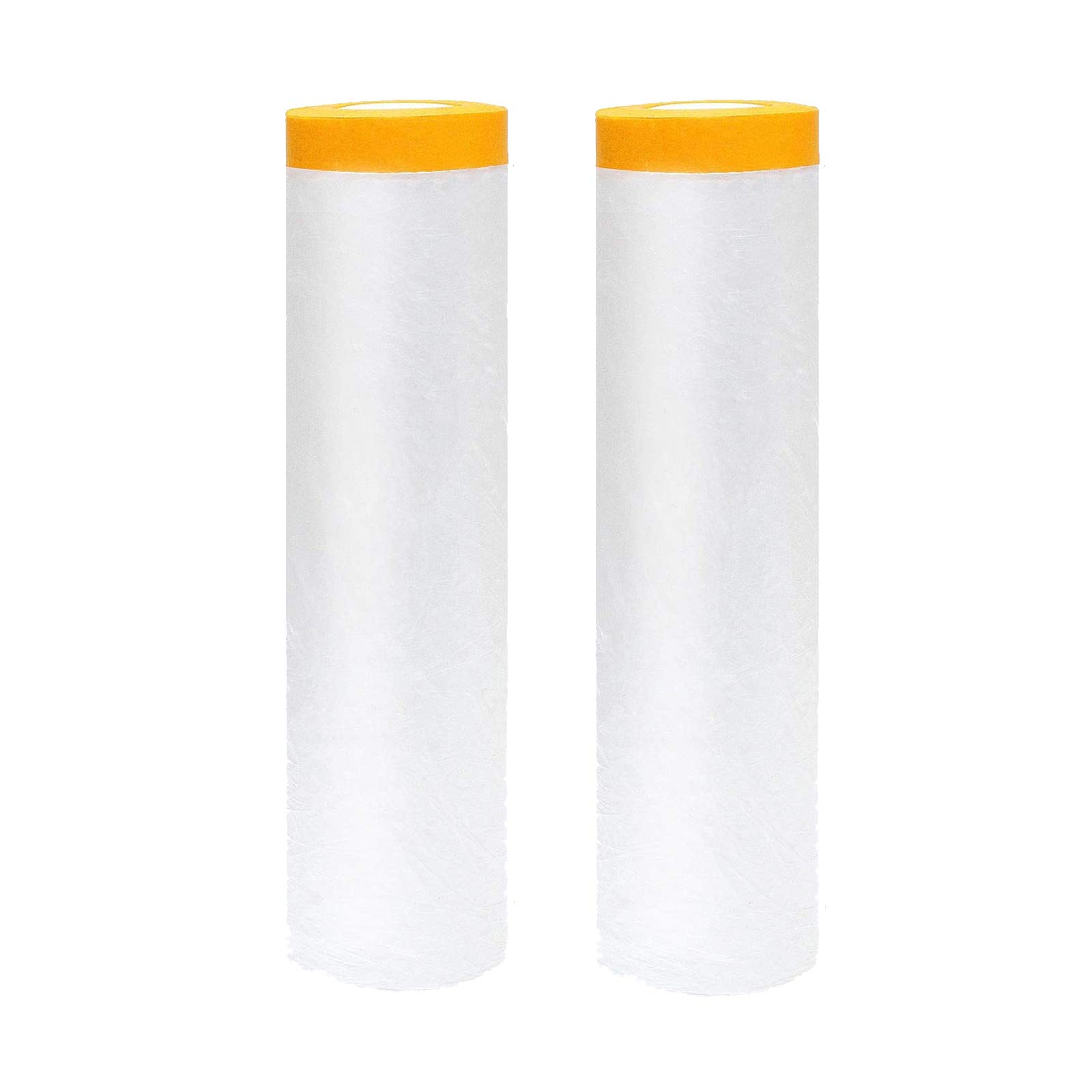 2 Roller Self-Adhesive Painting Drop Film,Plastic Dust Sheet Roll,Dust-Proof Pretaped Masking Film Drop Cloth for Furniture/Cabinet/Cabinet/Automotive Painting Covering (1.1 X 20 M)