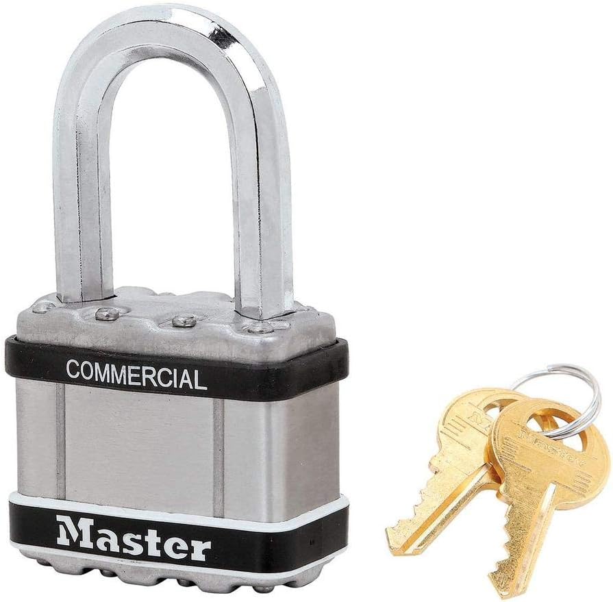 Master Lock Magnum Padlocks - 2" W x 1-1/2"L Shackle, Eight (8) Keyed Alike Locks w/ 16 Keys, M5NKALFSTS-8 w/BumpStop Technology