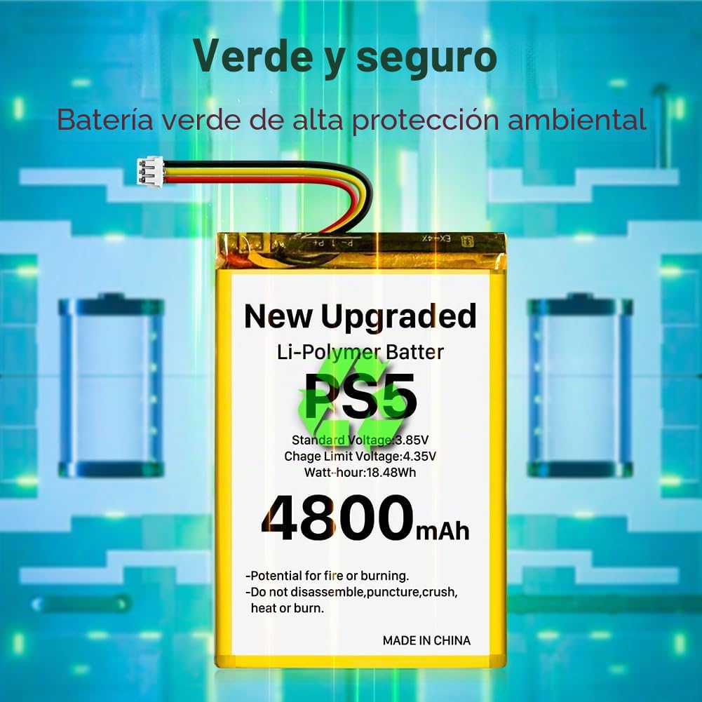 2 unidades de batería para mando PS5, 4800 mAh, LIP1708, de ion de litio, para Sony Playstation 5 Dualsense Controller CFI-ZCT1W, sustitución de la PS5 LIP1708 con kit de herramientas