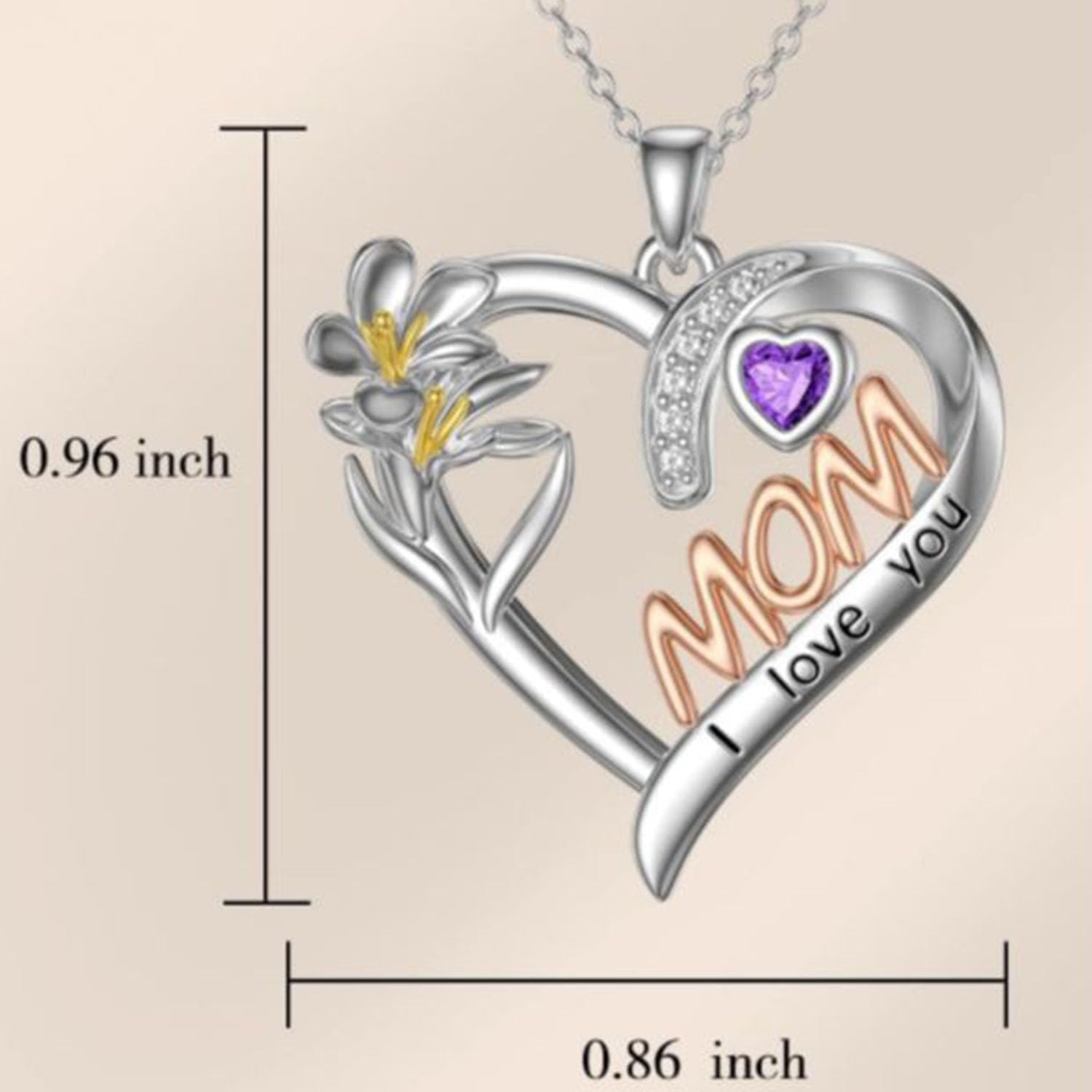 Mother Necklace for Women I Love You Mom Necklace Heart Pendant Mom Necklace Mom Birthday Mother's Day Jewelry Gifts for Women - Image 3