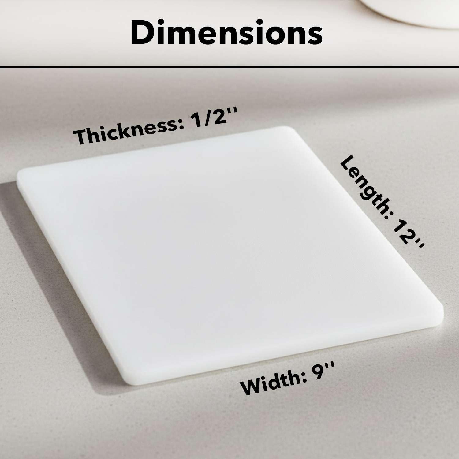 [6 Pack] 12” x 9” x 1/2” White Cutting Board, Dishwasher Safe, Non-Slip Polyethylene Prep Board, NSF Commercial Kitchen Chopping Board