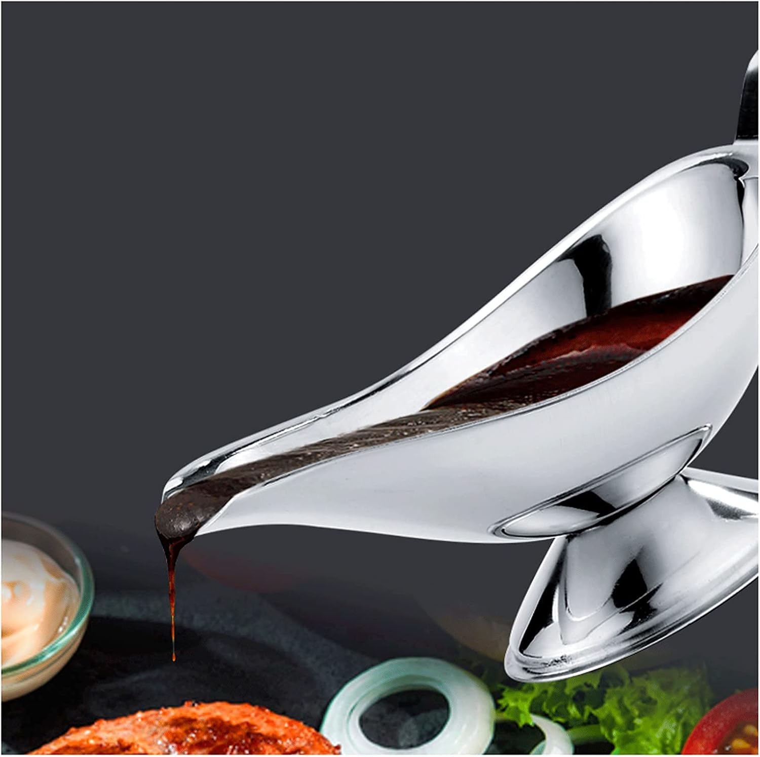 2.7Oz/4.7Oz/7.7OzStainless Steel Salad Dressing Server for Salad Dressings Milk Broth Sauces Creamer Gravy Boat Ceramic with Handle (Size : Medium) (S) (Large)