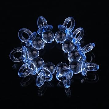 100 x Mini Deco Pacifier Set, Confetti Table Decoration Confetti Streudeko Gift for Christening Babyshower Baby Shower Wedding Birthday Kids Party, Blue