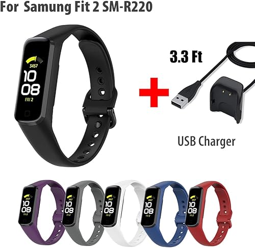 Miniatura 3 de Paquete de 7 correas y cargador compatibles con Samsung Galaxy Fit 2 para mujeres y hombres, correas de repuesto de silicona suave, accesorios para