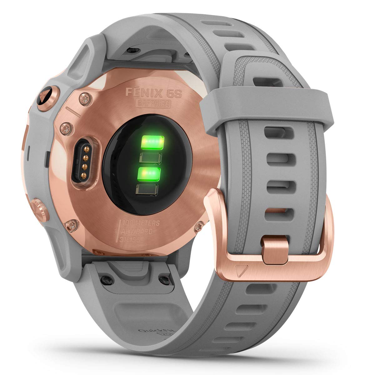 Garmin Fenix 6S Sapphire Roségold mit Silikonarmband grau 010 