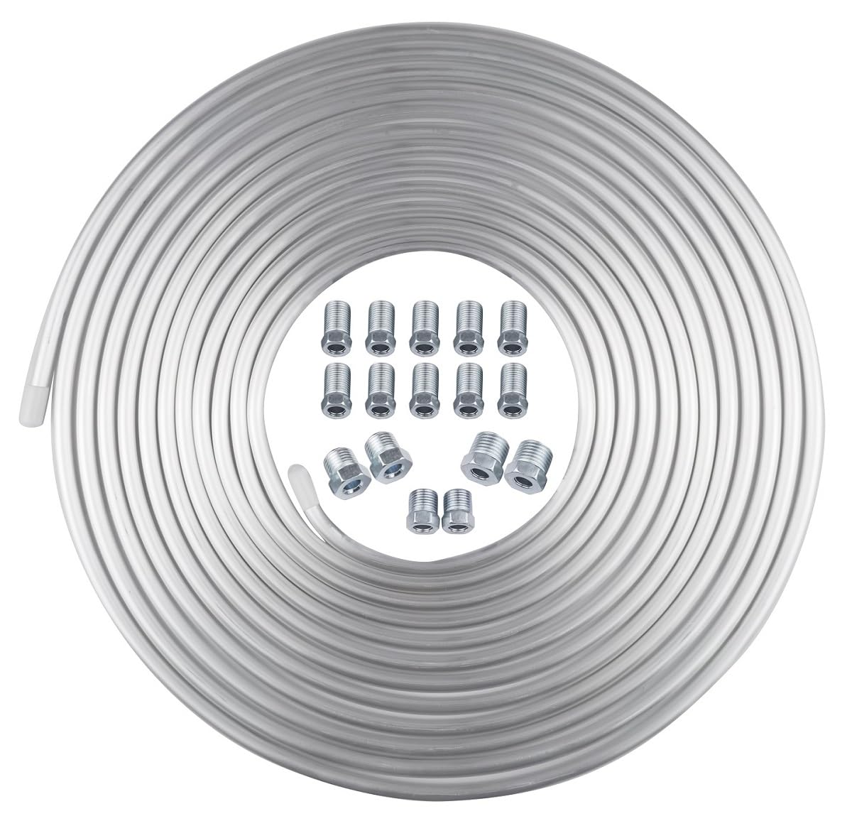 1/4” OD Brake Line, 25FT Alumal Tubing Kit with Fittings, Includes 16 Nuts, Wall Thickness: 0.035-inch(0.89mm), Corrosion Preventive, High Pressure Resistance, Easy to Bend