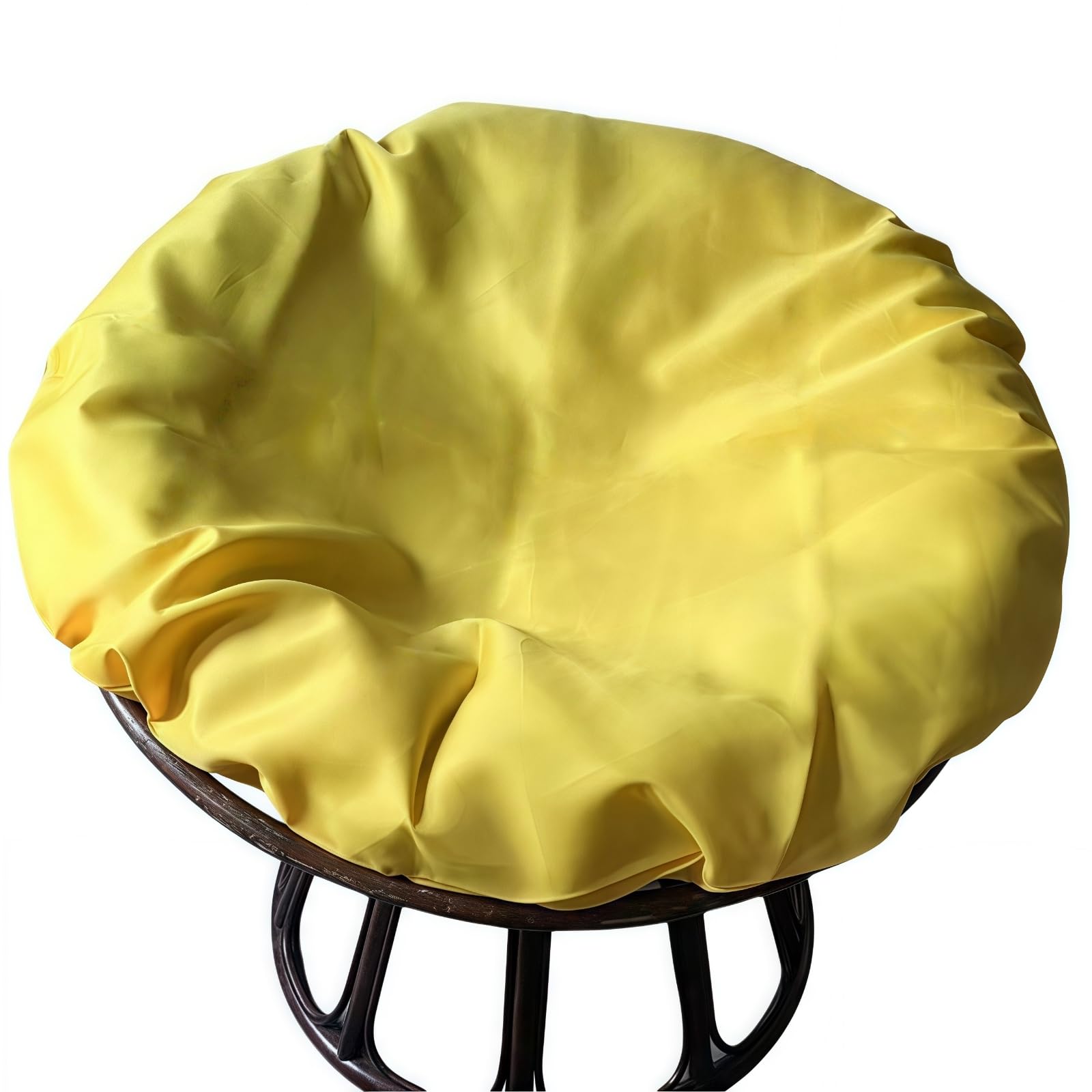 YongXinMY Waterproof Papasan Cushion Cover Only – Outdoor Round Radar Chair Slipcover with Zipper and Ties Anti-Slip Seat Pad Protector for Garden Patio Saucer Chair Moon Chairs (Yellow,43in)