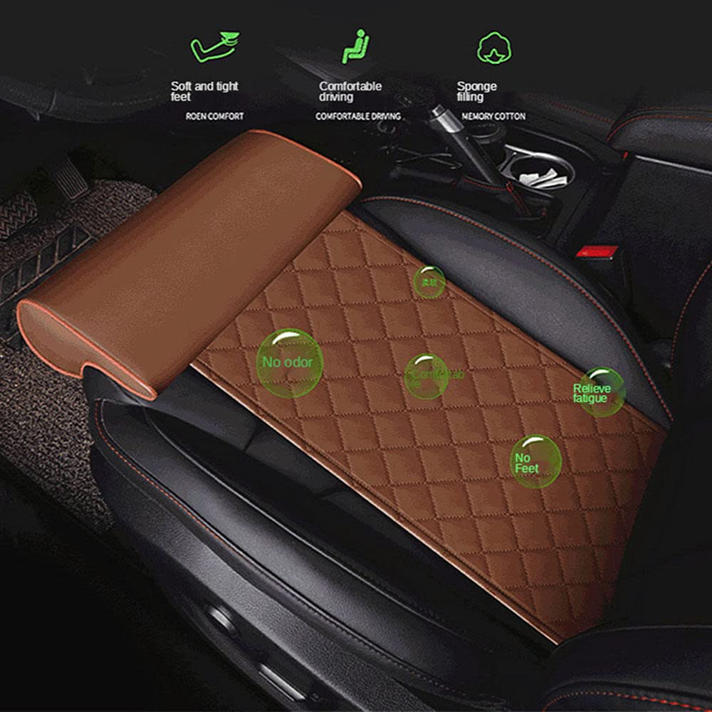 Cuscino Estensibile Per Gambe Da Auto, Sedile In Pelle E Spugna, Antiscivolo, Nero/Rosso, Universale