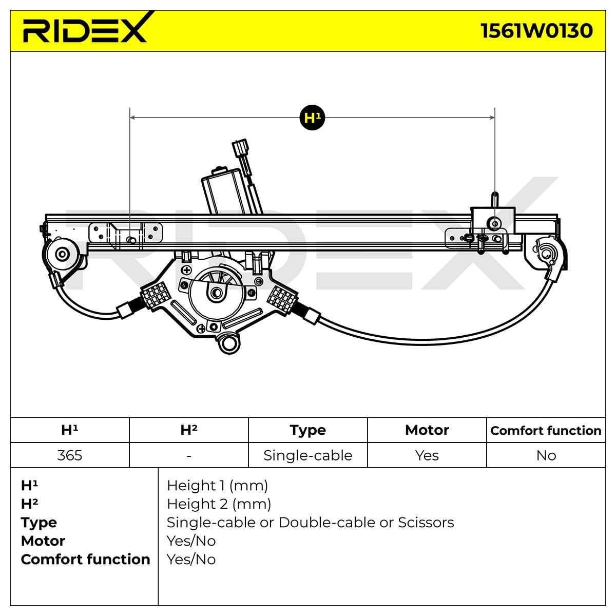RIDEX 1561W0130 Alzacristallo elettrico anteriore Sinistra con motore elettrico Compatibilità con FIAT PUNTO 188