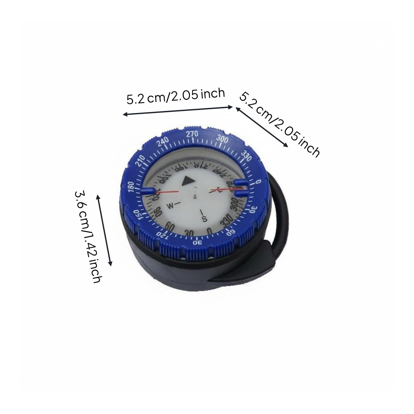 Boussole de Plongée Nautique sous-Marin Direction Navigation Liquide Boîtier Rotatif Orientation Précise Fixation Tuyau Lecture Immédiate Cadran Clair, Bleu