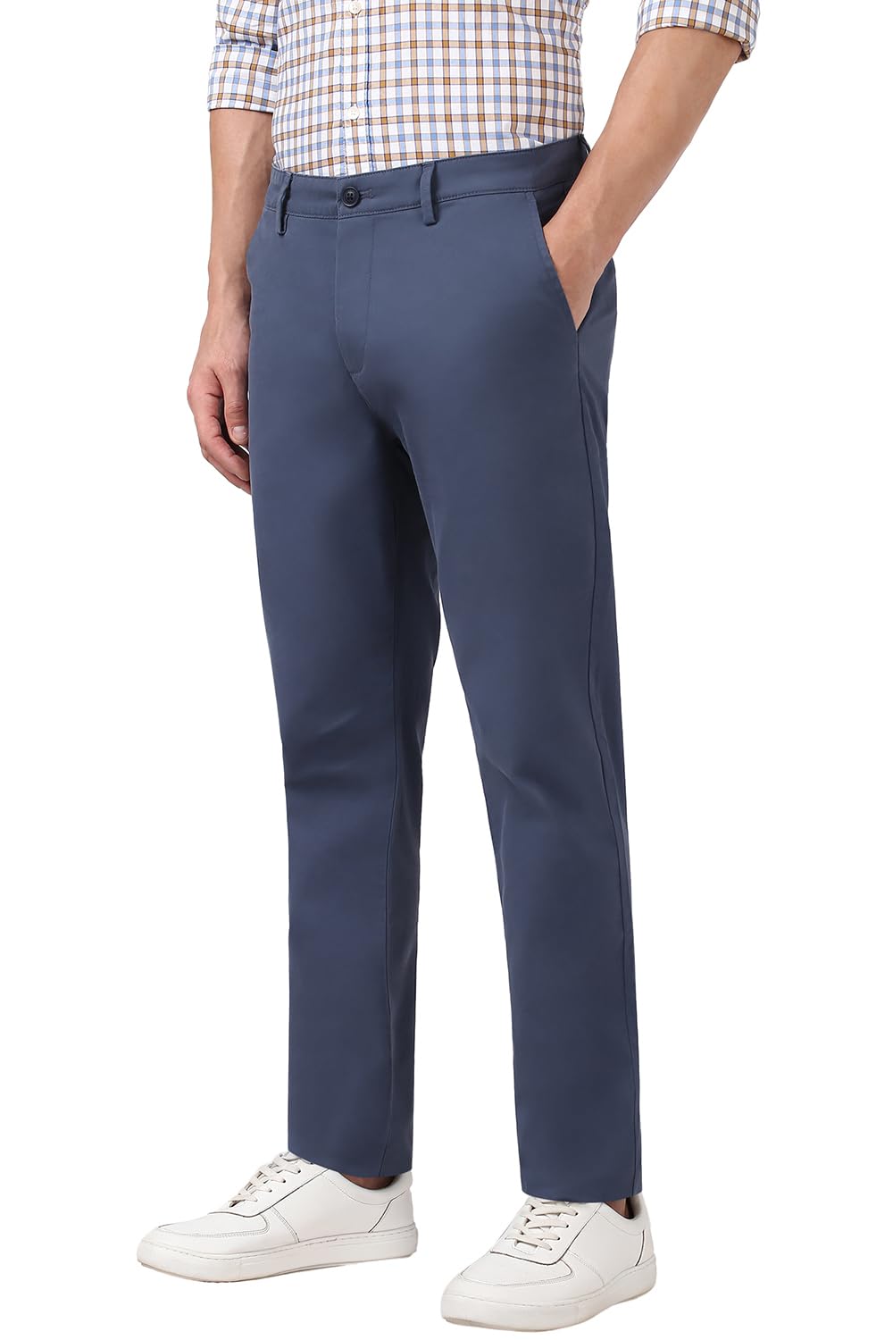 Peter England Men Mid Rise Slim Casual Pants (PCTFSSSBR44099_Blue, 30 - Image 2 thumbnail