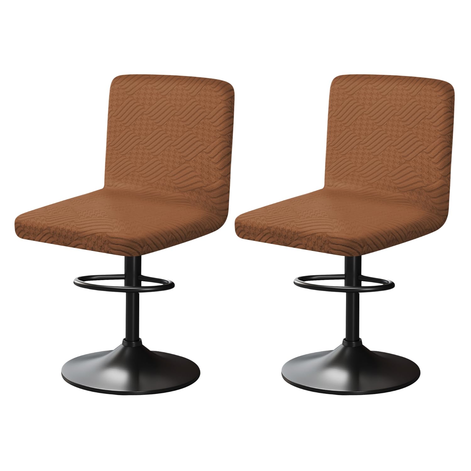 YINGAYOU Back Bar Stool Chair Covers L Shape Dustproof and Crease Resistant Plain Bar Stool Chairs Covers Stretch Washable for Kitchen Dining Room Cafe (2, Brown)