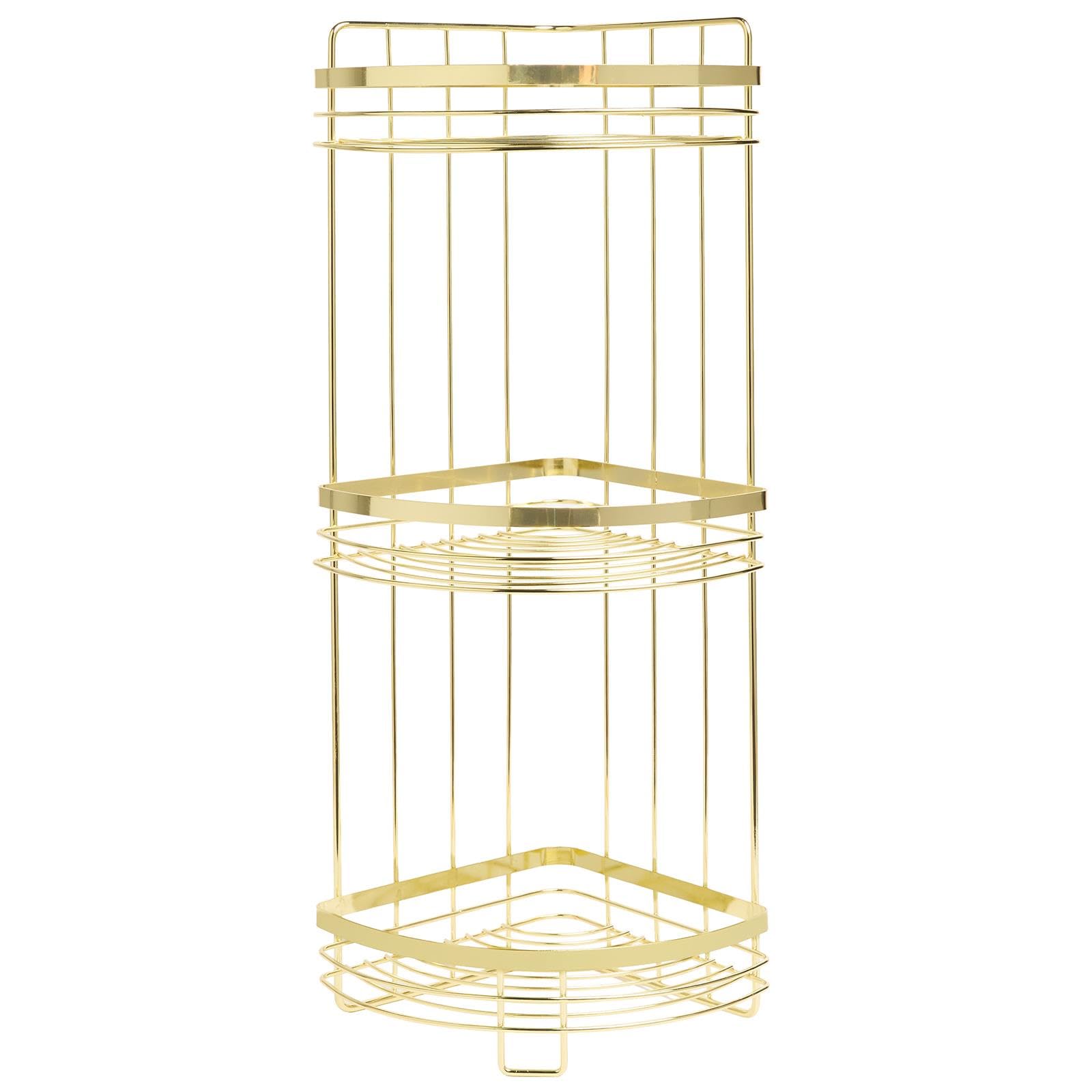 OHS - 3 Tier Shower Caddy - Freestanding Bathroom Corner Shelf - Gold