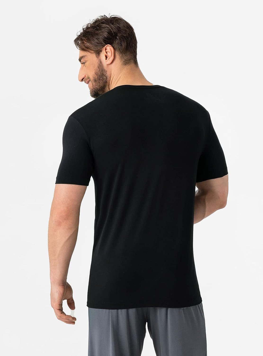 Miniatura 2 de DAVID ARCHY Camiseta interior de rayón de bambú para hombre que absorbe la humedad, cuello redondo, cuello redondo, camisetas para hombres, paquete