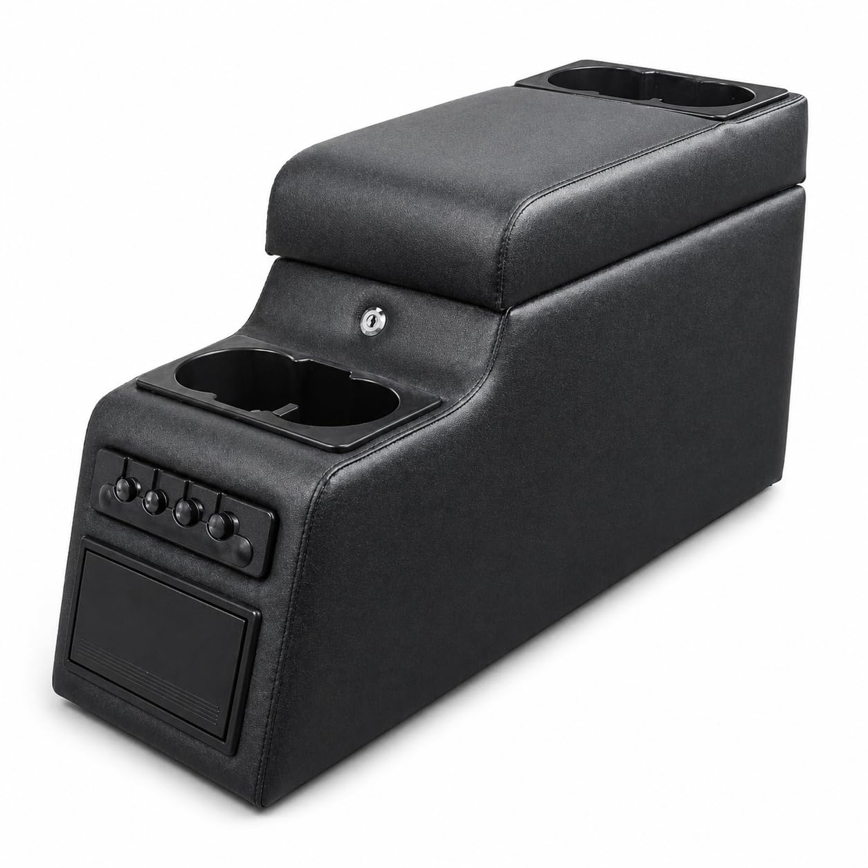 Deluxe Locking Center Console Compatible with CJ5 CJ7 (1976-1986) & Wrangler YJ (1987-1995) - Security Storage Armrest Box with Adjustable Cup Holders, Removable Cooler & Coin Organizer (Grey)