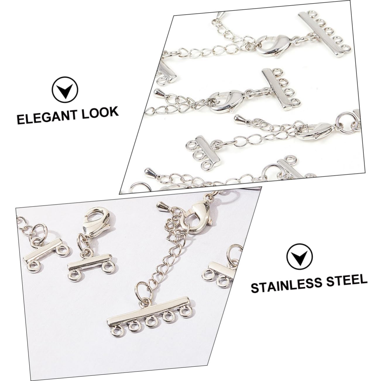 Housoutil 2 Sätze Verlängerte Schwanzketteschnalle Verlängerung Für Edelstahlketten Schmuck Diy Ketten Halskette Liefert Armband Zubehör Rostfreier Stahl 8 Stücke * 2