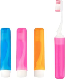 ysuwekslu 3PCS Folding Travel Toothbrush Set - Mini Portable Soft Bristles with Cover, Candy Colors for Camping & Trips