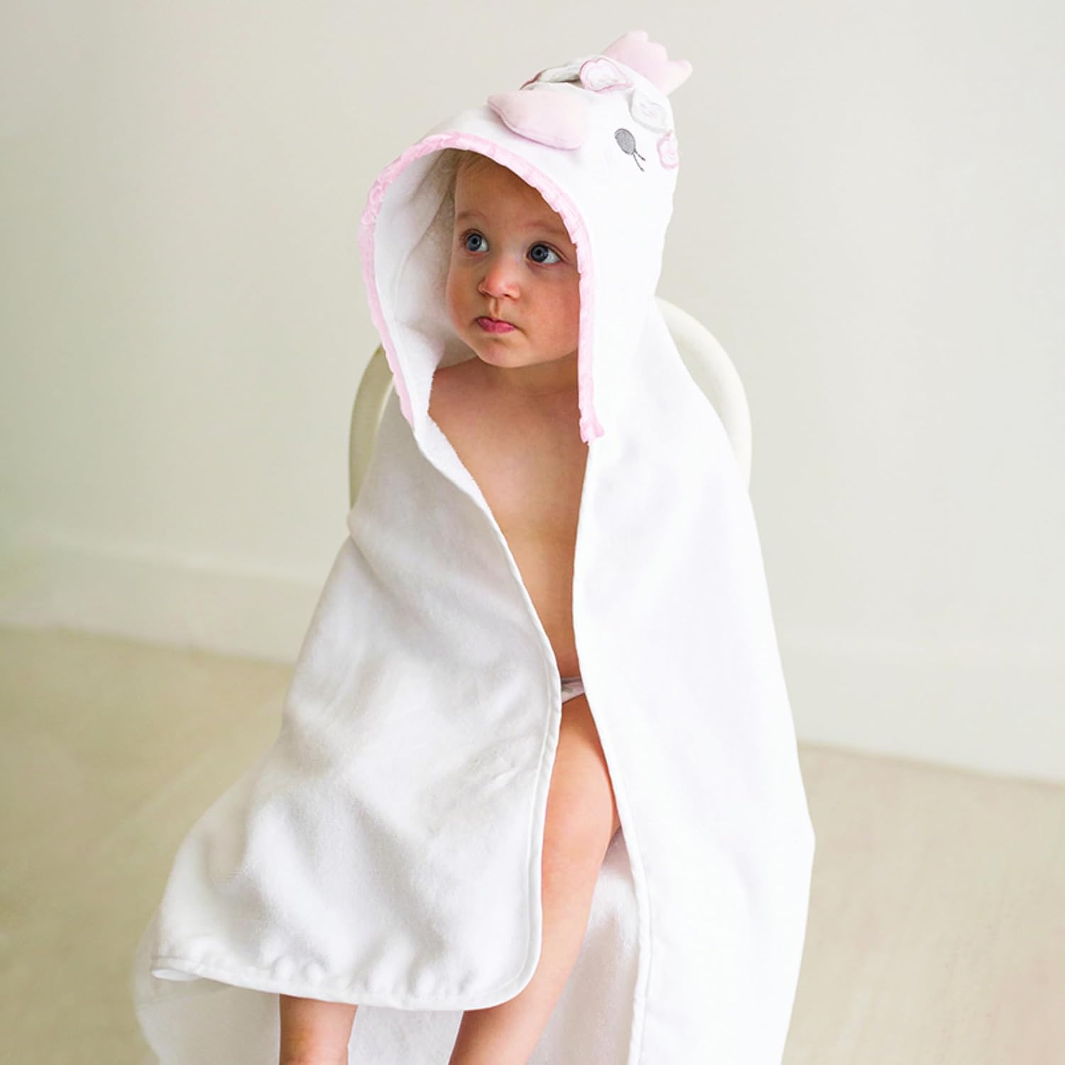 Stephan Baby Hooded Towel - 100% Cotton with Fun Animal Design for Infants and Toddlers, 31" Square, Swan