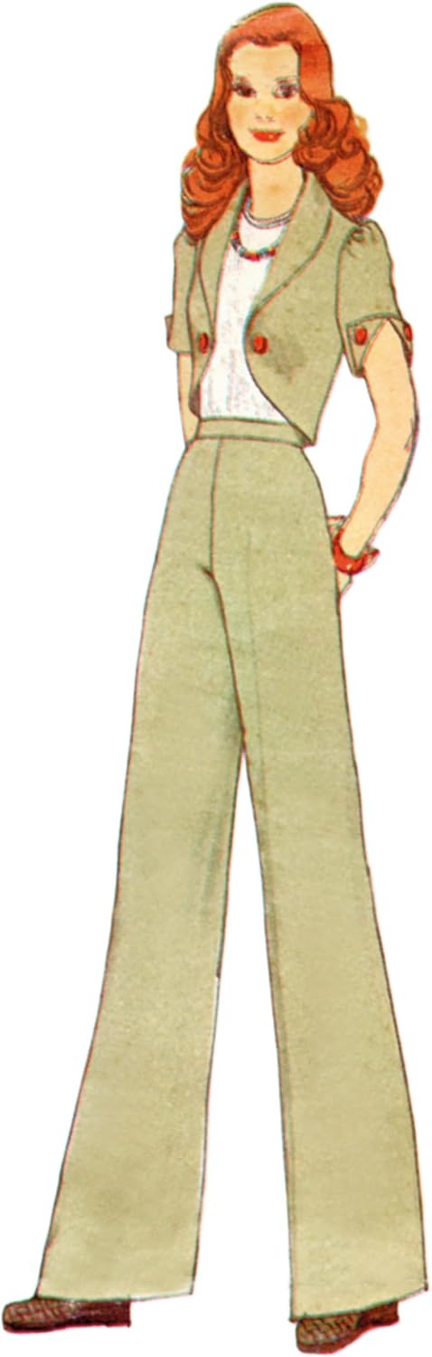 Simplicity SS3018H5 Misses' Vintage 1970's Wide Leg Pants, Flared Skirt and Jacket Sewing Pattern Packet, Design Code S3018, Sizes 6-8-10-12-14, Multicolor